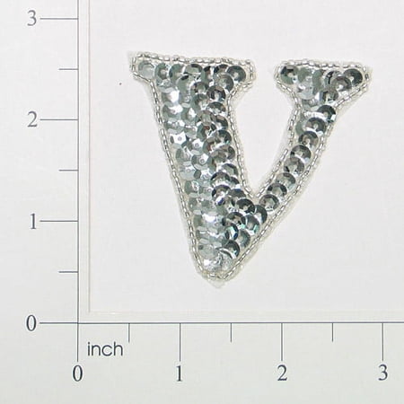 Pack of 2 Letter V Sequin Applique
