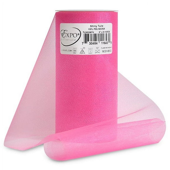 Expo Shiny Tulle 6"X25yd Spool-Neon Pink