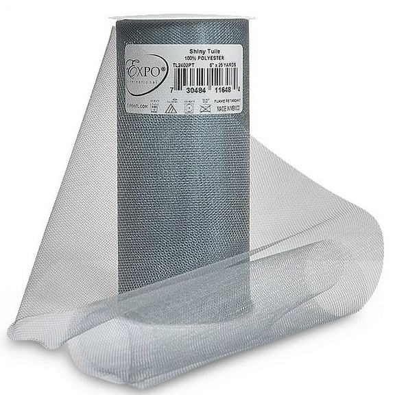 Expo Shiny Tulle 6"X25yd Spool-Pewter