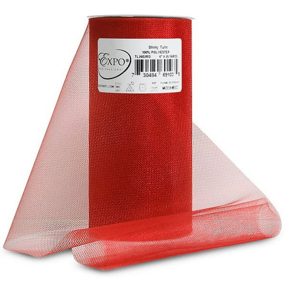 Expo Shiny Tulle 6"X25yd Spool-Red