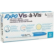 Expo® Vis-A-Vis Wet-Erase Overhead Transparency Markers, Fine Tip, Blue, 12-Count
