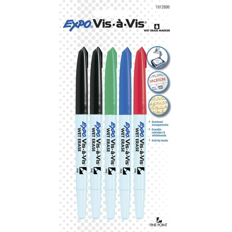 16 Count EXPO Vis-à-Vis Wet Erase Markers, Fine Point, Assorted Colors New  