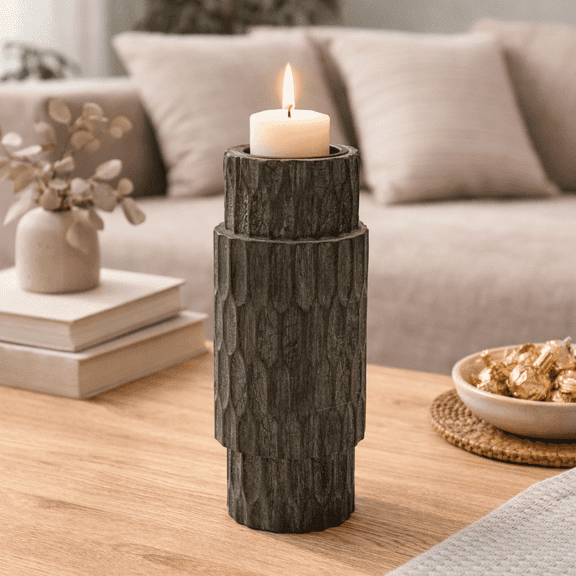 Expobazaar Candle Holder | Elegant Wooden Candle Stand | 4x12"