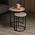 thumbnail image 1 of Expobazaar Marble Nesting Table with Grey Metal Frame for Living Room Décor, 1 of 5