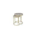 thumbnail image 1 of Expobazaar Nesting Tables | Brown Marble Nesting Coffee Table with Golden Metal Frame, 1 of 5