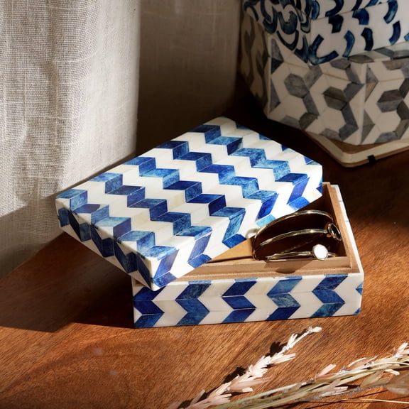 Expobazaar Zany Zigzag Box - Decorative Storage with Bold Geometric Design