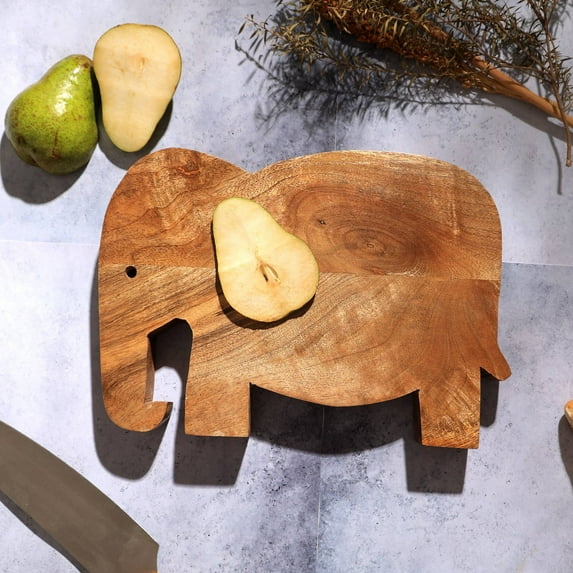Expobazaar Wood Chopping Board | Elephant Design Wooden Serving & Cutting Board for Kitchen and Dining