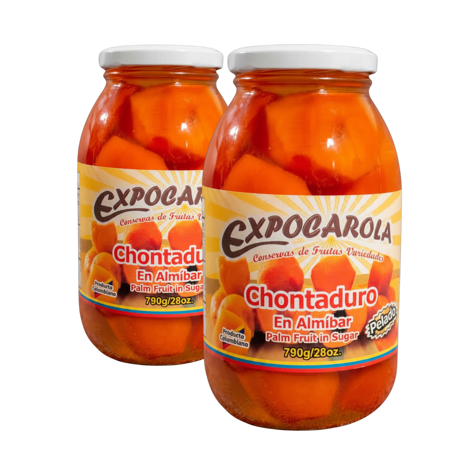 Expocarola Chontaduro Pelado en Salmuera - Peach Palm Fruit in Brine, Colombian Superfruit, 790g Jar (Pack of 2)