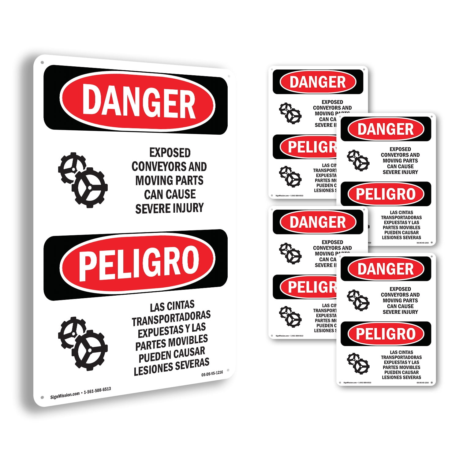 Exposed Conveyors And Moving Parts Bilingual OSHA Danger Rigid Plastic ...