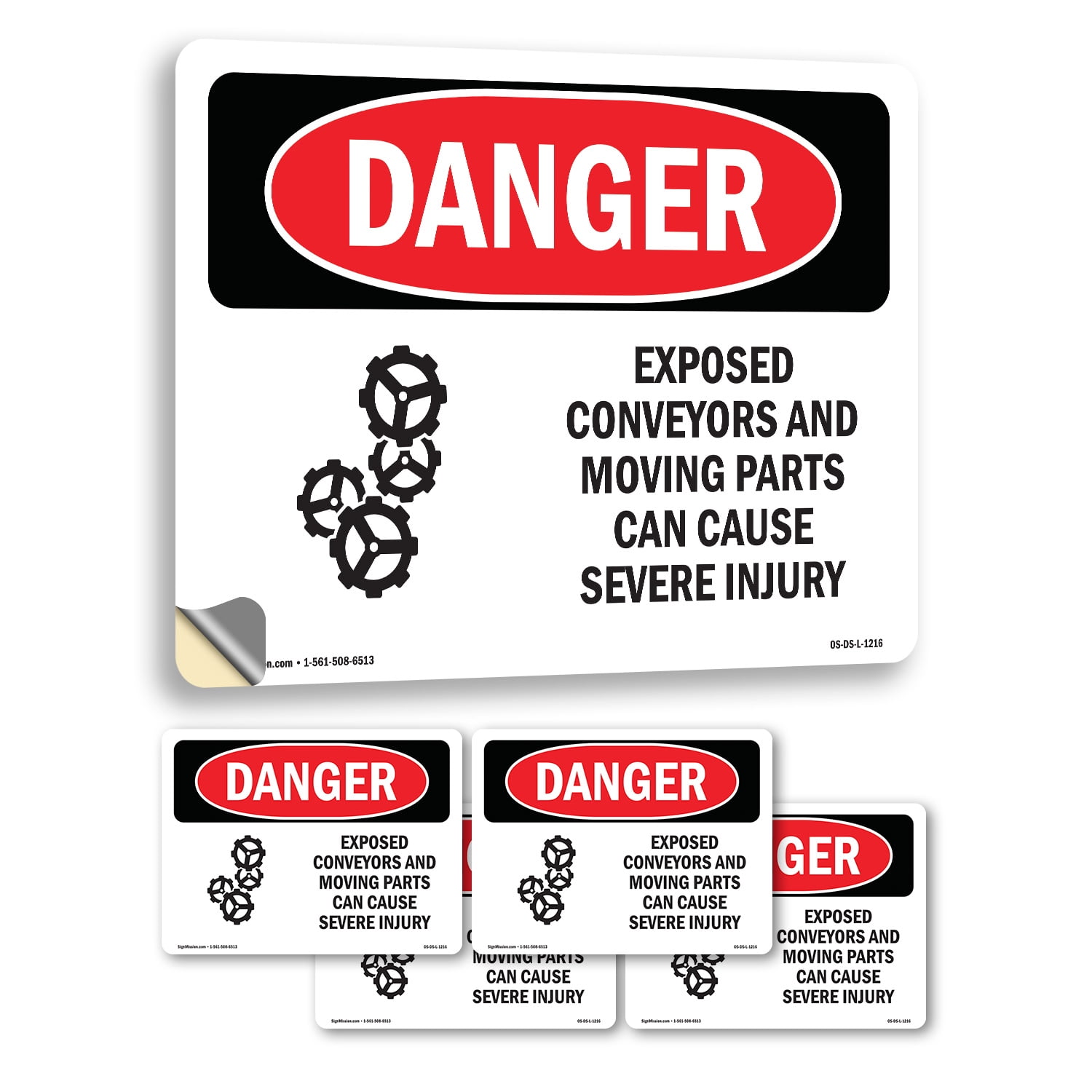 Exposed Conveyors And Moving Parts OSHA Danger Vinyl Decal Label 18 ...
