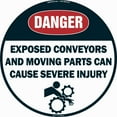 thumbnail image 1 of Exposed Conveyors And Moving Parts Can Cause Severe Injury Non-Slip Floor Marker | 16" Circle Vinyl Decal | Protect Your Business, Work Place & Customers |  Made in The USA, 1 of 3