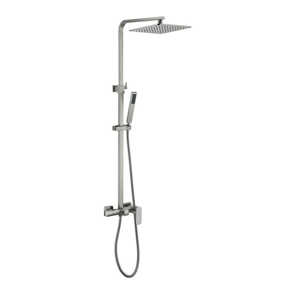 Exposed Pipe Shower System Set Combo, 3-Functional Exposed Shower Fixtures with Brass Valve