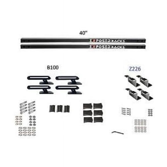 Exposed Rack 8008666BK 51 in. Solid Black B100-Z176 Crossbars, Set of 2