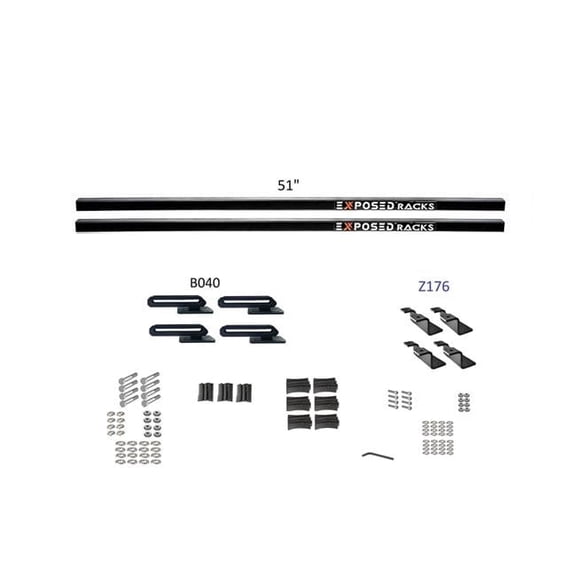Exposed Rack 8008676BK 51 in. Solid Black B040-Z176 Crossbars, Set of 2