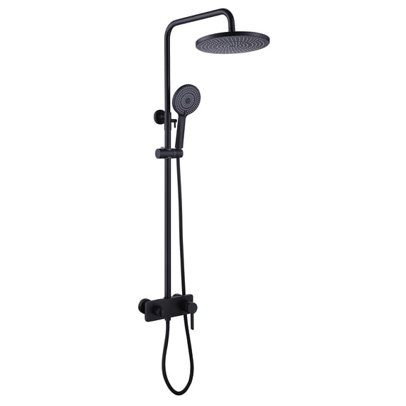 Exposed Rainfall Shower Head with Hand Shower Head and Tub Filler with Rough-in Valve