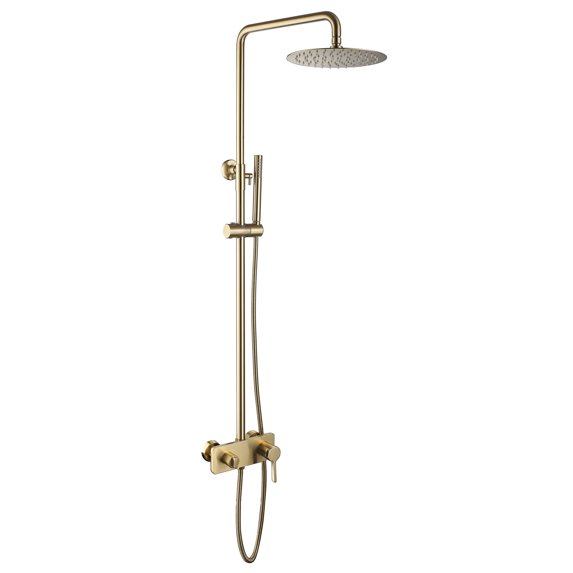 Exposed Rainfall Shower Head with Hand Shower Head and Tub Filler with Rough-in Valve