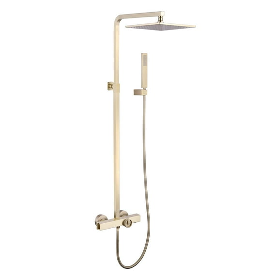 Exposed Shower Combo Set with Tub Filler, Complete Shower System with Rough-in Valve
