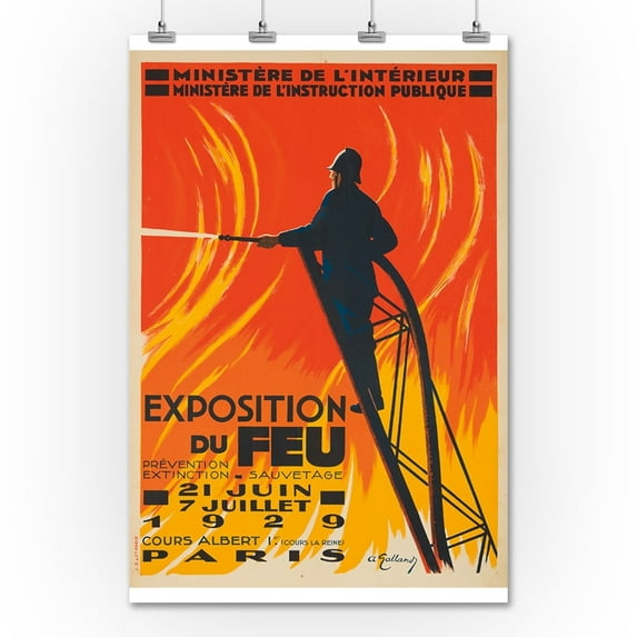 Exposition de Feu - Paris Vintage Poster (artist: Galland) France c. 1929 (36x54 Giclee Gallery Print, Wall Decor Travel Poster)