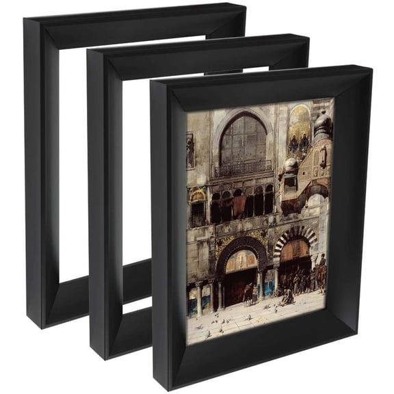 Expositions Open-Back Picture Frames For Paintings, Photos & Prints - With Black, Set of 3 8x10" - Gallery Wall Frame - Eco-Friendly Renewal Core - Made in USA