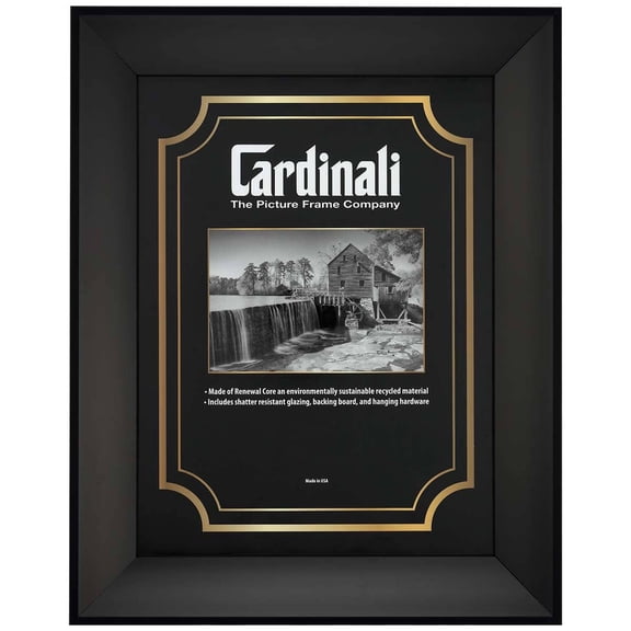 Expositions Picture Frame, Black 24"x30" Complete Hanging Picture Frame For Paintings, Photos & Prints - Break-Resistant Acrylic Glazing, Cardboard Backing, Eco-Friendly Renewal Core, Made in USA