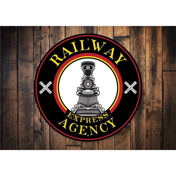 Express Agency Sign Railway Express Train Express Train Lovers Train Decor Train Man Train Owner Train Station - Metal Round SignSize: 12 x 12 inch