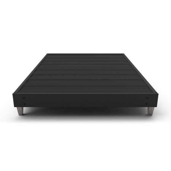 Express Assembly | California King Bed Frame, Dark Grey Upholstered, Fabric - Covered with Faux - Wood Legs