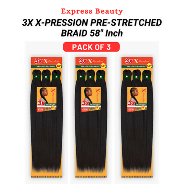 Express Beauty 100% Kanekalon Fiber African Collection Sensationnel 3X X-Pression Pre-Stretched Braid 58” Inch Hair (Blush Pink) (3 Pack)