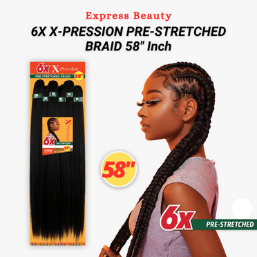 Express Beauty 100% Kanekalon Fiber African Collection Sensationnel 6X X-Pression Pre-Stretched Braid 58” Inch Hair (SM1B/30)