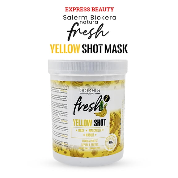 Express Beauty Hair Mask Salerm Biokera Natura Fresh Yellow Shot Mask for Repair and Protect - 32.8 oz