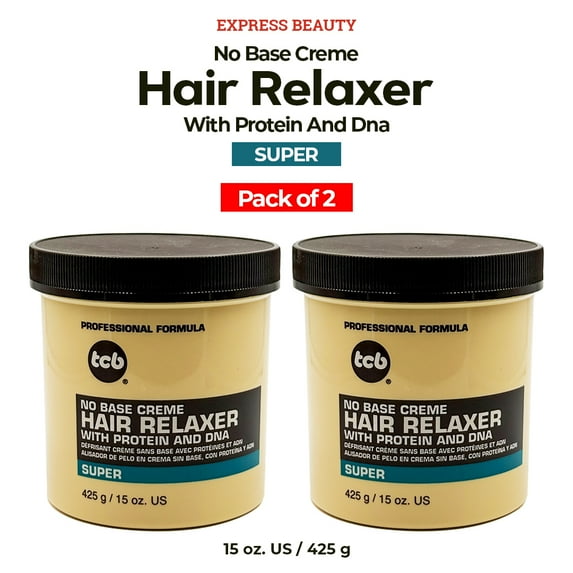 Express Beauty Hair Relaxer TCB No Base Creme Hair Relaxer with Protein and DNA (Super) - 15 oz (Pack of 2)