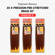 Express Beauty Sensationnel African Collection Jumbo Braid Pre Stretched X Pression Hair 3X 50” (1 Jet Black) (3 Pack)