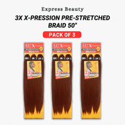 Express Beauty Sensationnel African Collection Jumbo Braid Pre Stretched X Pression Hair 3X 50” (M44 Dark Brown Silver) (3 Pack)