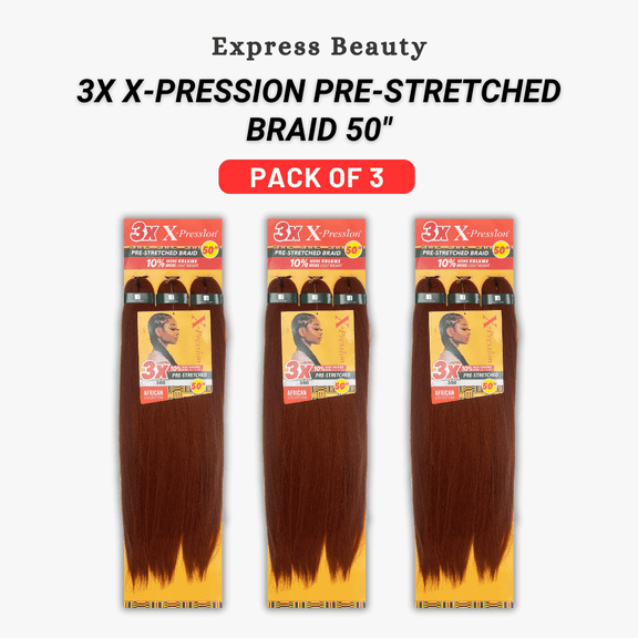 Express Beauty Sensationnel African Collection Jumbo Braid Pre Stretched X Pression Hair 3X 50” (M44 Dark Brown Silver) (3 Pack)