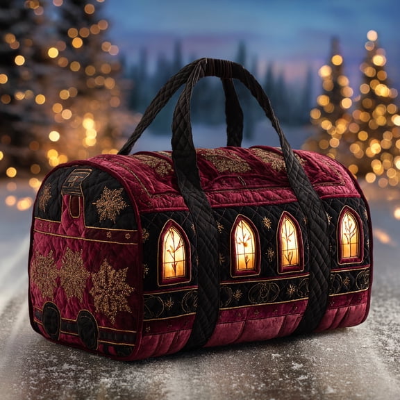 Express Christmas Train Quilted Duffle Bag, Quited Travel Tote Bag, Quited Weekender Travel Bag, Carry On Duffle