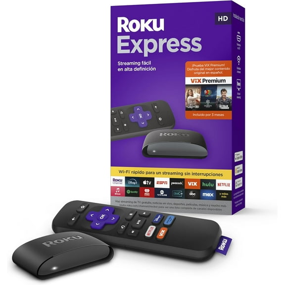 Express Disposi de Streaming HD para TV (Spanish Edition) - Con VIX Premium, Control remoto con botones de acceso rpido I Express HD Streaming Device for TV, with VIX Premium Offer