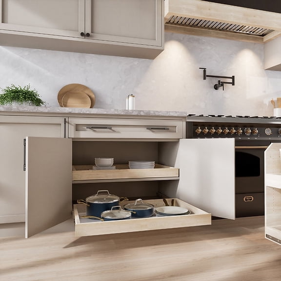 Express Essentials Ready-To-Ship Soft Closing Full Extention Birch Slide-Out Shelf