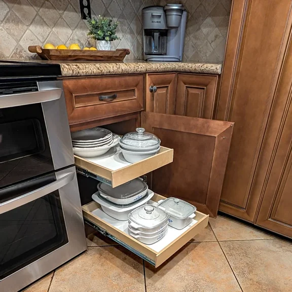 Express Essentials Ready-To-Ship Soft Closing Full Extention Birch Slide-Out Shelf