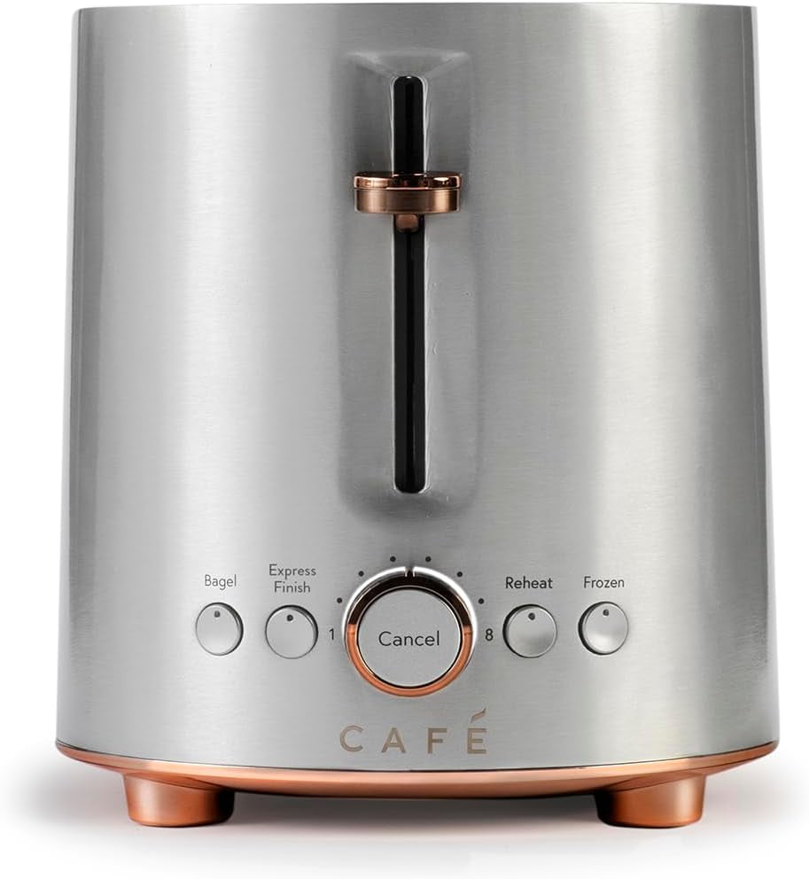 Stainless Steel 2-Slice Toaster with Copper Accents and Wide Slots