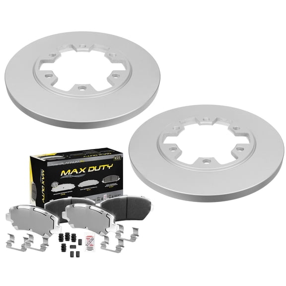 Express Fleet D3EA Certified Coated Brake Pads & Galvanized Rotors for 2015-2019 for Ford for Transit 150/250, Solid Style, High-Stoppping Power Kit
