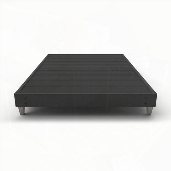 Express Full Bed Frame Foundation - Fabric Covered & No Tools, 6" Modern Wood Legs