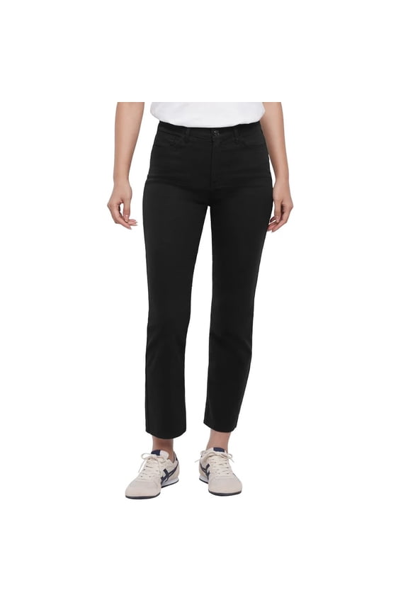 High-Rise Classic Five Pocket Style Ankle Length Jeans, Women's, Black, 12