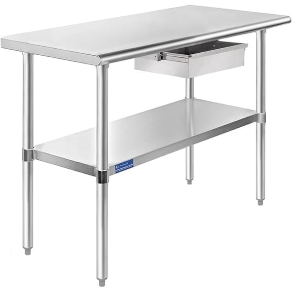 Express KitchQuip 430 Stainless Steel Work Table with Drawer | Commercial & Residential Kitchen Laundry Garage Utility Bench | NSF Certified (Table + Drawer) (30" Long x 24" Deep)