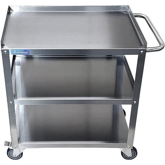 Express KitchQuip Commercial Stainless Steel 3 Shelf Utility Kitchen Metal Cart 24"X15"X33"