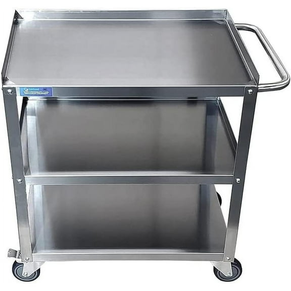 Express KitchQuip Commercial Kitchen Cart | 3 Shelf Stainless Steel Utility Cart | 28" x 18" x 33" Heavy Duty