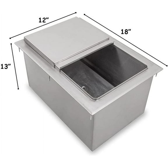 Express KitchQuip Commercial Stainless Steel Drop-in Ice Bin Chest 18"x12"