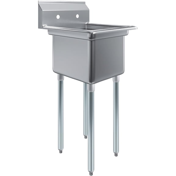Express KitchQuip Stainless Steel Prep & Utility Sink | Overall Size: 23 1/2" x 24" | Bowl Size: 18" x 18" | NSF| 304 Stainless Steel | Restaurant, Kitchen, Laundry, Garage