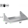 thumbnail image 1 of Express KitchQuip Stainless Steel Wall Shelf with Side Guards (36" Long x 18" Deep), 1 of 6