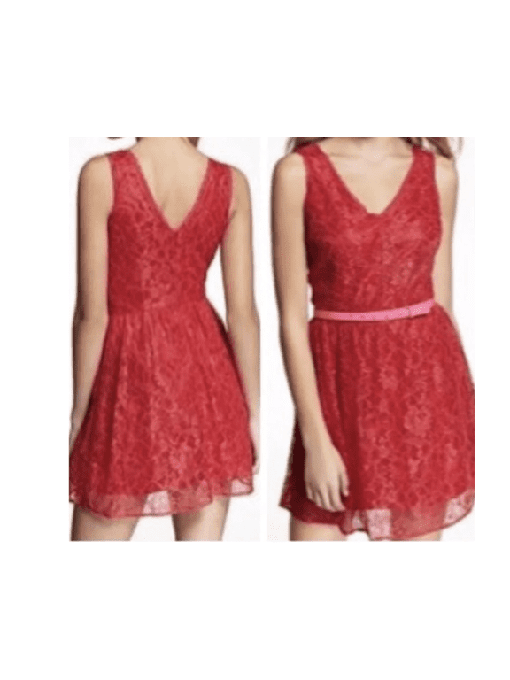 Lace Casual Party Dress: Red Lace, Size 6