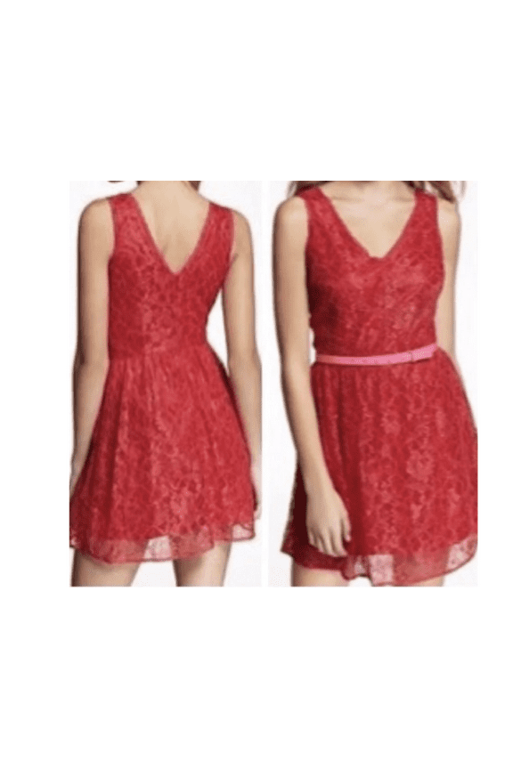 Lace Casual Party Dress: Red Lace, Size 6
