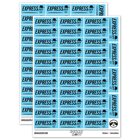Express Mail Service Expedited Running Person Sticker Set - Light Blue - Matte Finish - 1.5" Small